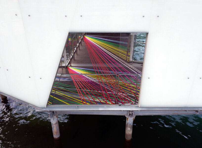 stefano arienti's rainbow strips explore the concept of drawing with light