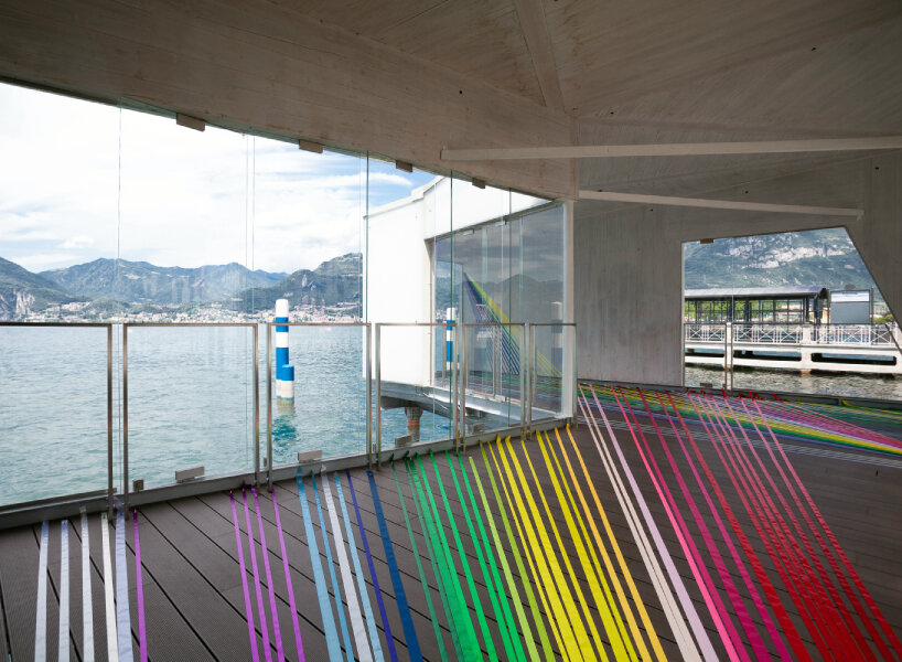 stefano arienti's rainbow strips explore the concept of drawing with light