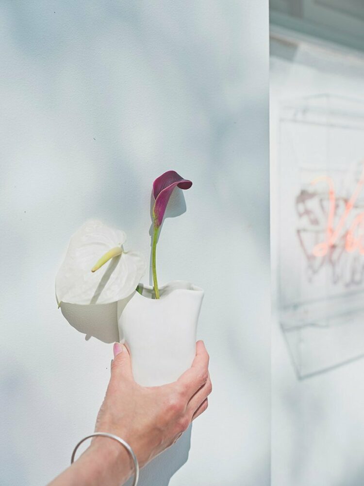 custom made entrance door handles, made of floral vases