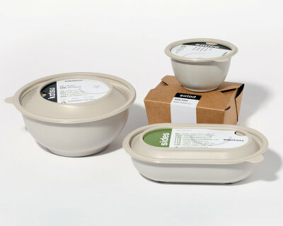 nude-colored wagamama bowls are downsized to reduce air space and retain food warmth
