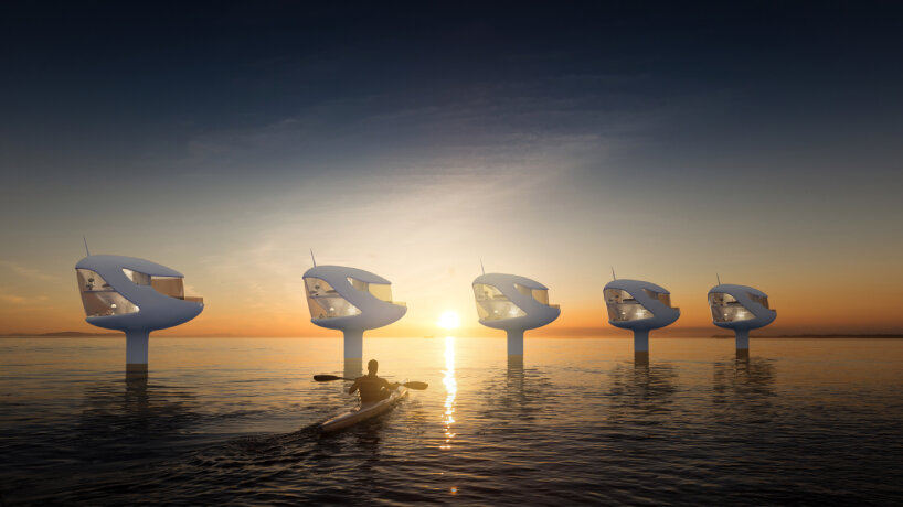 seashell floating pods offer deluxe residence in nature and on the sea