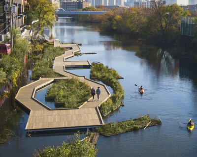 SOM and urban rivers enliven the chicago river with a floating eco-park