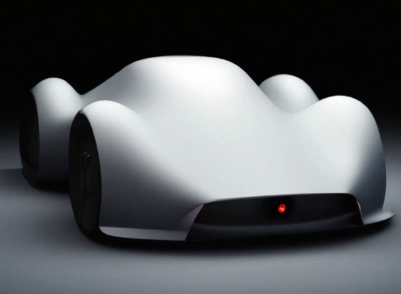 AI produced concept 'apple car' from description 'minimalist sports car  inspired by macbook