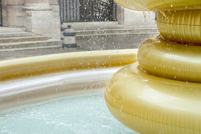 bina baitel’s gilded inflatable fountain occupies historic courtyard at monnaie de paris