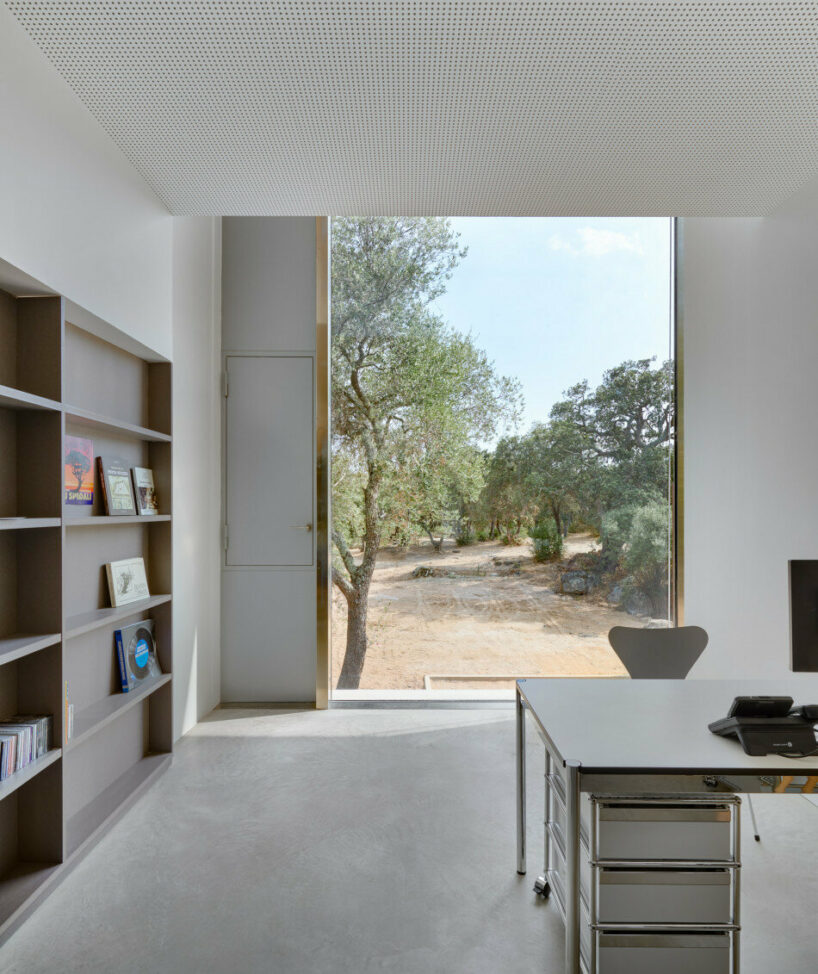 animu media library’s concrete curves embrace the site’s existing landscape in porto-vecchio