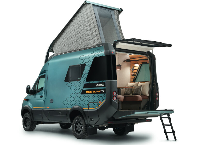 solar-powered 'hymer venture S' is a luxurious motorhome with mercedes-benz  chassis