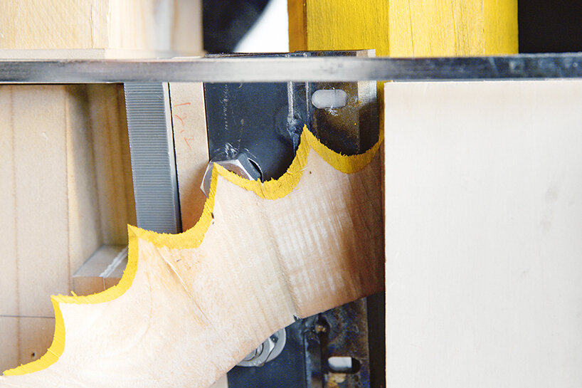 wood is scraped out from the sharpener 