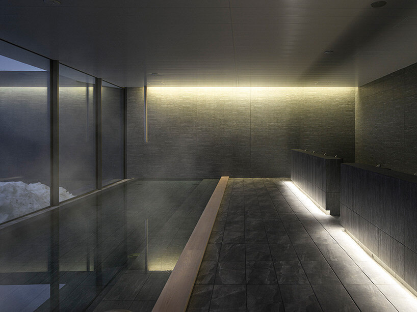 kengo kuma’s firewood roof for ‘snow peak’ spa resort echoes mountain ridgeline in japan