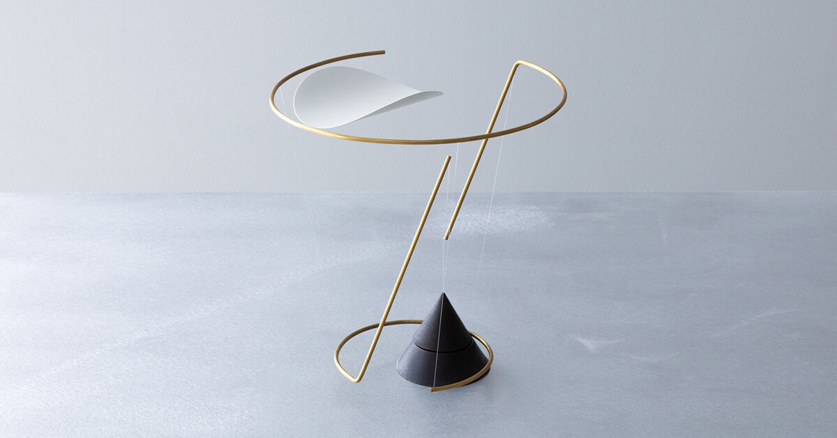 so koizumi's brass wind chime holds a delicate tensegrity structure