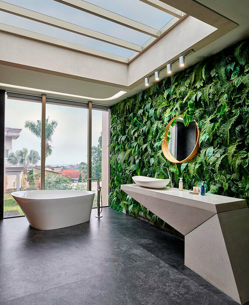 translucent slots above the bathroom provide natural lighting