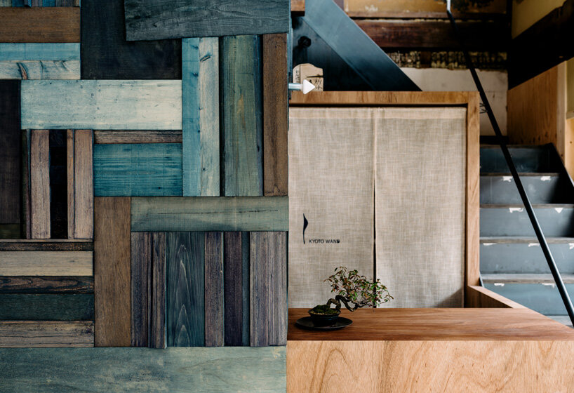 craftsman's handiwork plays with industrial touches within cozy café in kyoto city