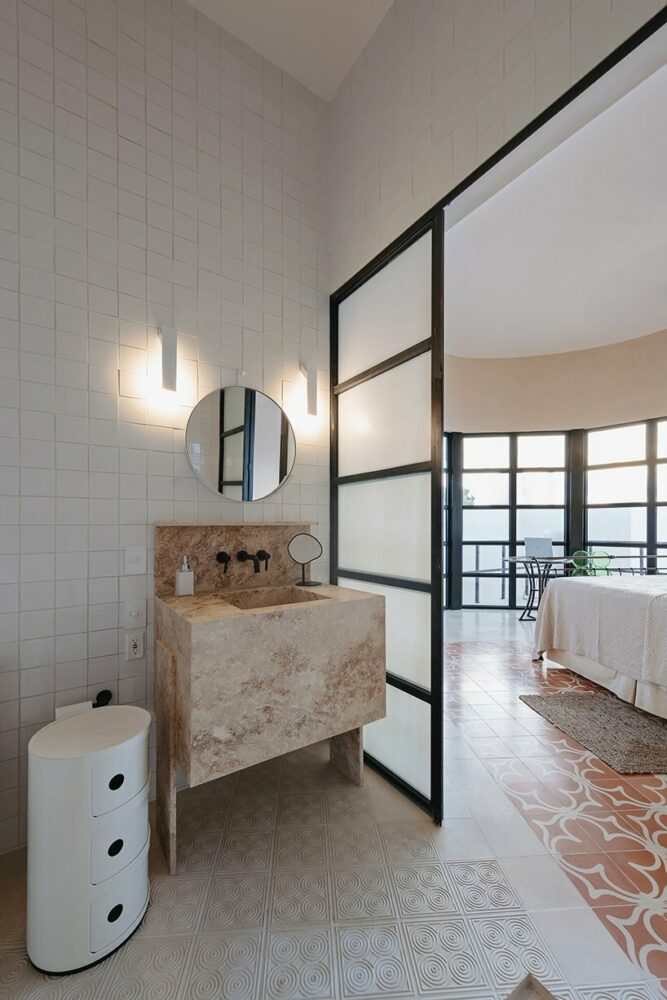 the wet-room opens onto the master bedroom