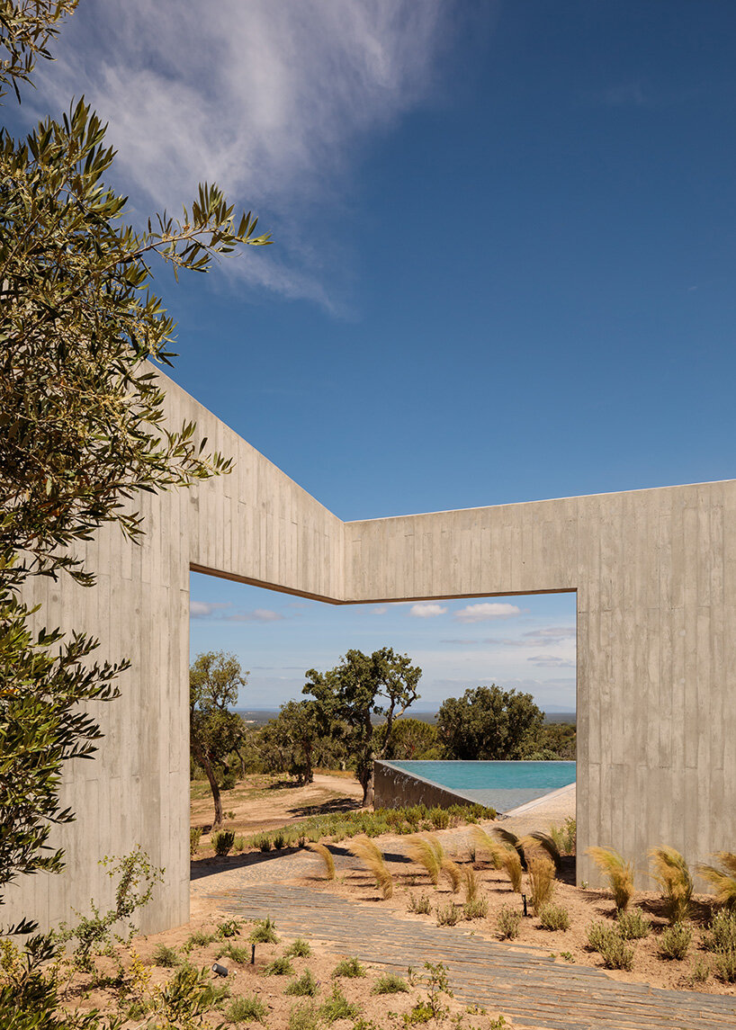 geometric cut-outs frame atlantic views for aires mateus 'pa.te.os' in portugal