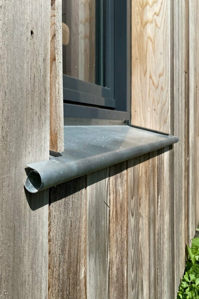 detail of windowsill made of zinc