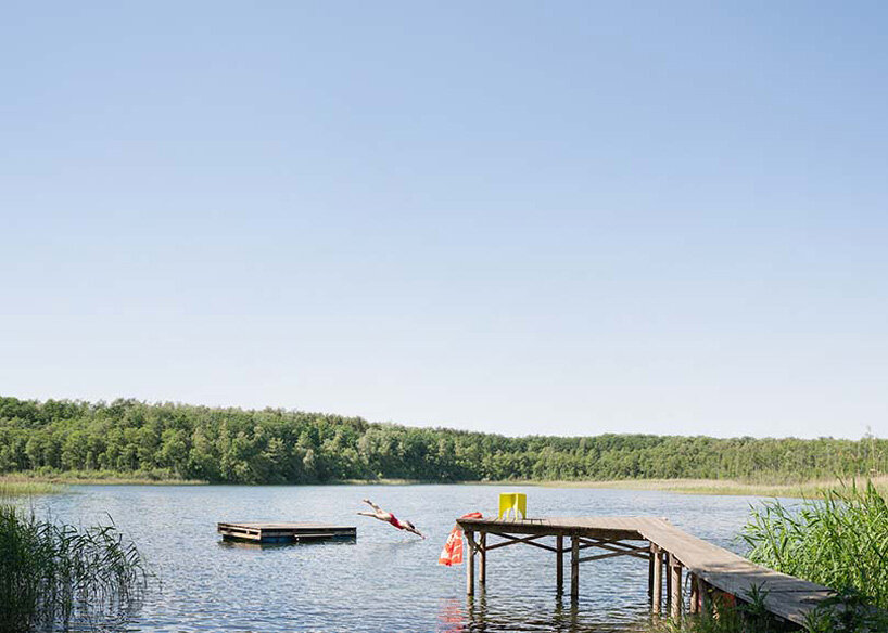 the cottage perches on the shorelines along the Pinnower See shoreline in Wangelkow, Germany