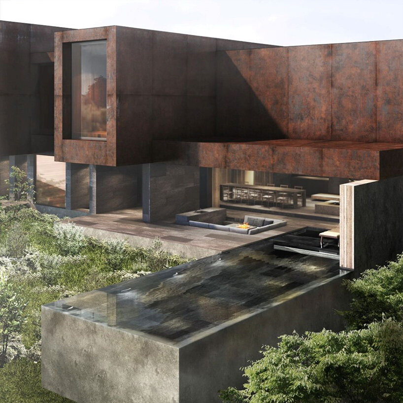 'not a hotel' unveils corten steel house by suppose design office perched on a hillside