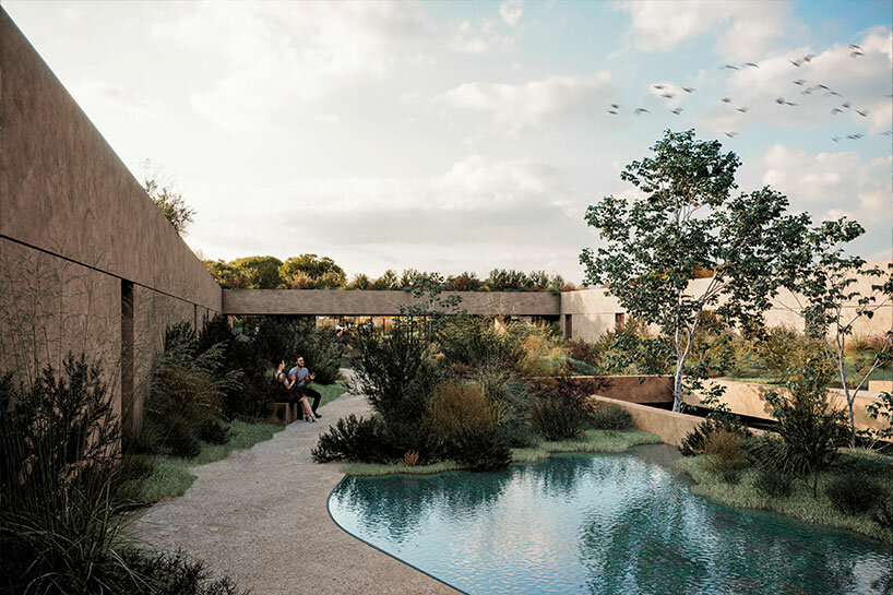 central courtyard + terraces by OODA bring nature into cloister-like residential complex in portugal