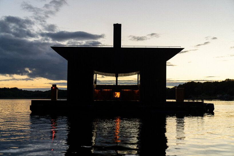 when the sun goes down, concealed LED lights subtly illuminate the space