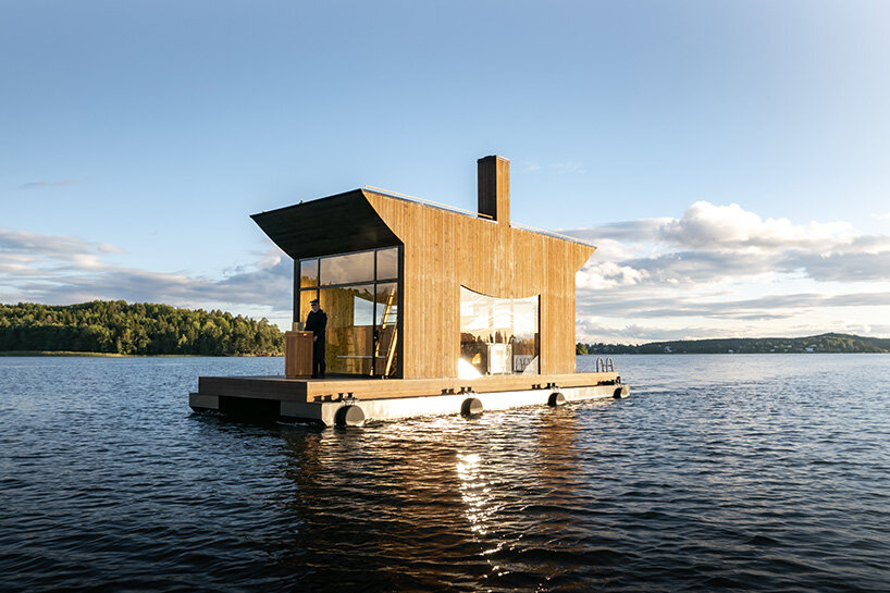 wooden boat sauna sails on stockholm archipelago