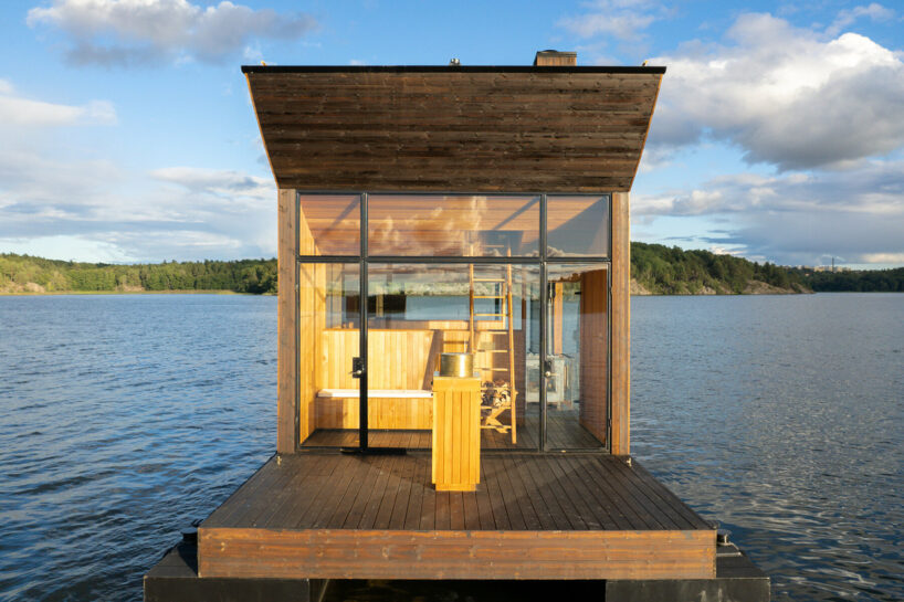 wooden boat sauna sails on stockholm archipelago