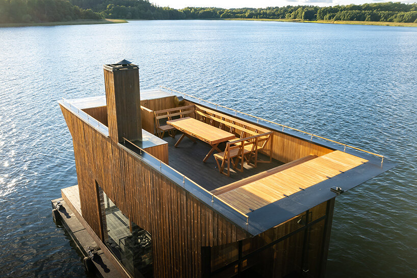 wooden boat sauna sails on stockholm archipelago