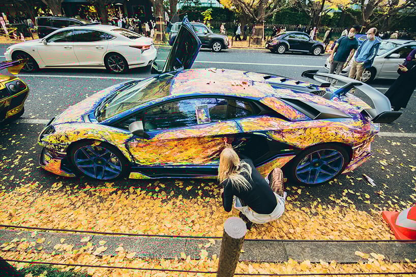 elisa chana cecchetti transforms lamborghini aventador into impressionist canvas in tokyo