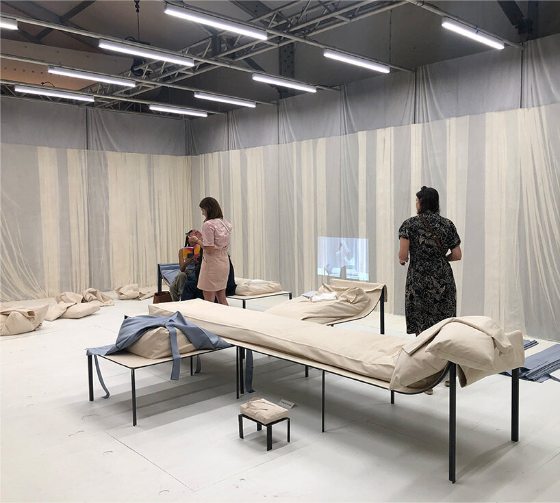 FENDI 'triclinium' installation at design miami references historical portraits of reclining women