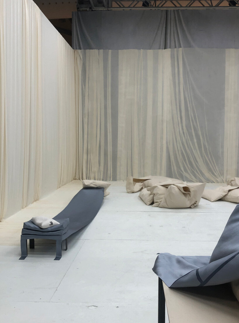 FENDI 'triclinium' installation at design miami references historical portraits of reclining women