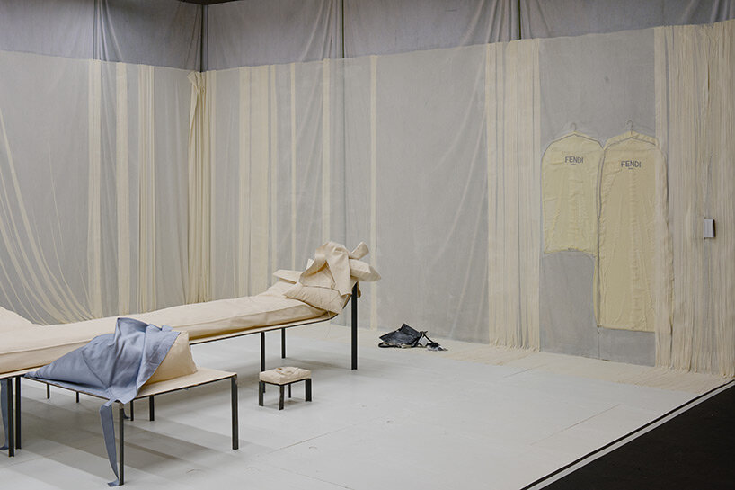 FENDI 'triclinium' installation at design miami references historical portraits of reclining women