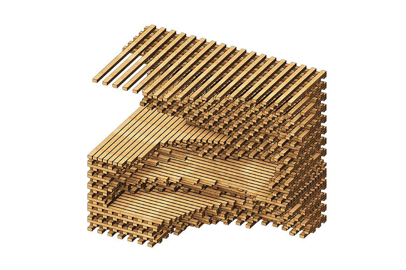 axonometric view of the Thermal Mass Sauna Stack