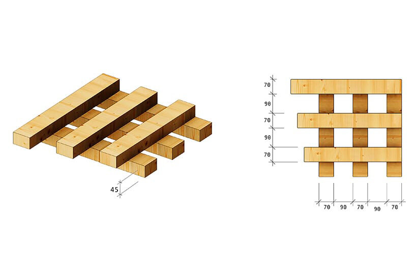 drawing detail - system of equal studs under stacking process  