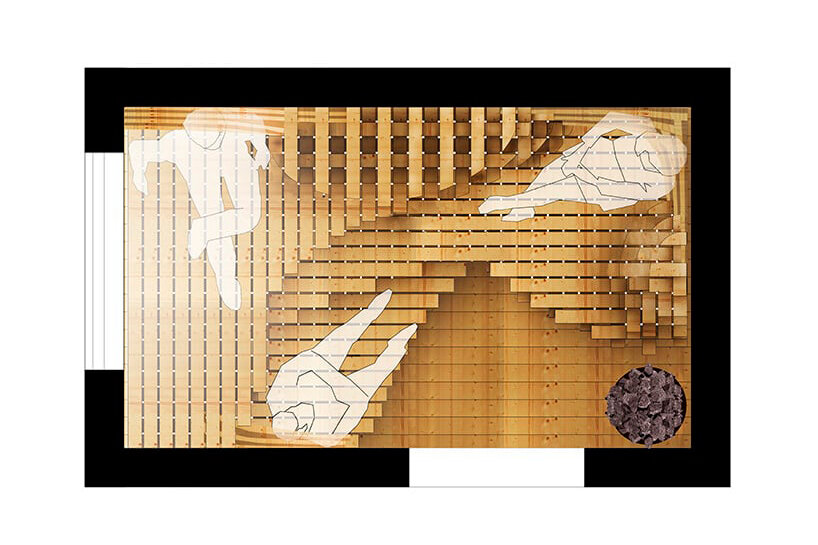 plan drawing of the Thermal Mass Sauna Stack