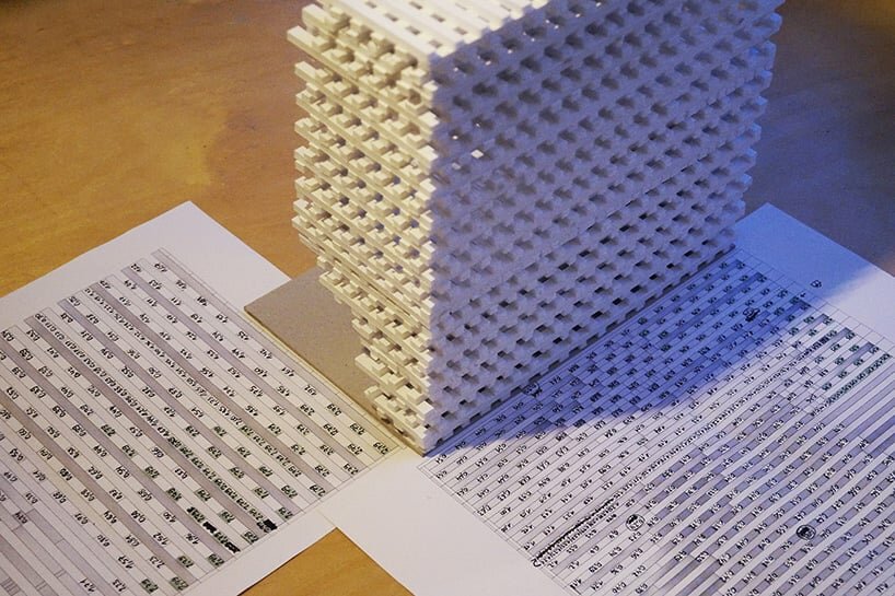 physical model and drawings of the Thermal Mass Sauna Stack