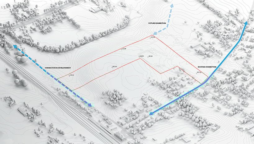 the topography of the existing site presents a 6-meter height difference between the highest and lowest points