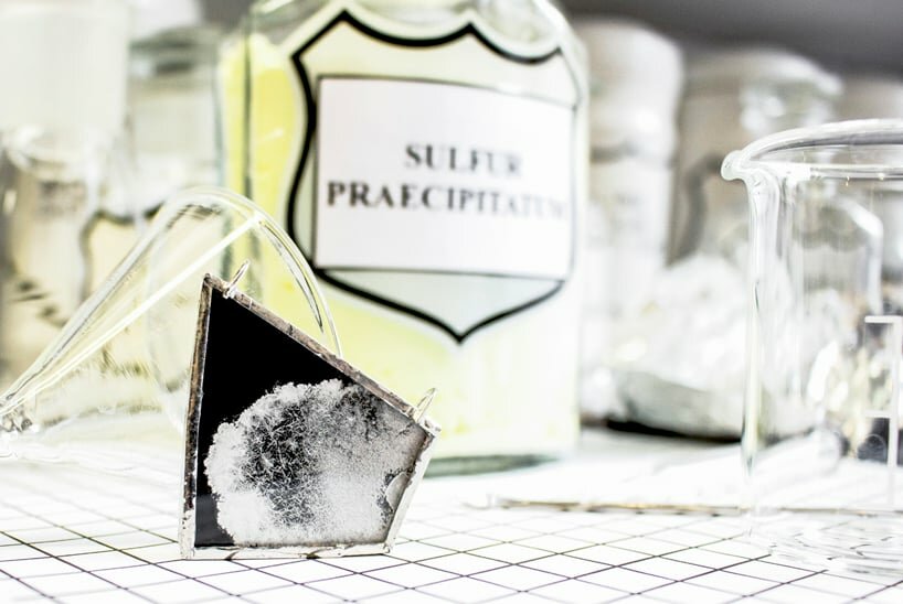 katalin huszár’s ‘alchemy’ crystallizes raw chemicals into intricate glass jewelry