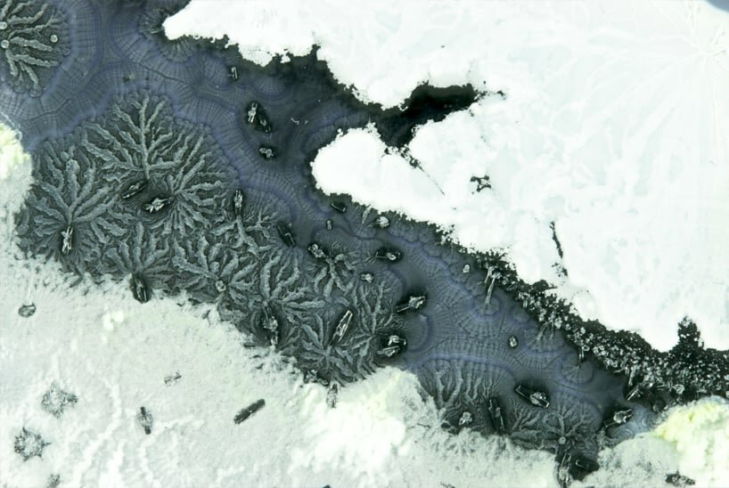 katalin huszár’s ‘alchemy’ crystallizes raw chemicals into intricate glass jewelry