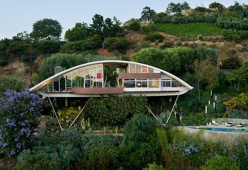 suspended on stilts above los angeles hillside, john lautner's modernist gem is listed for $16M