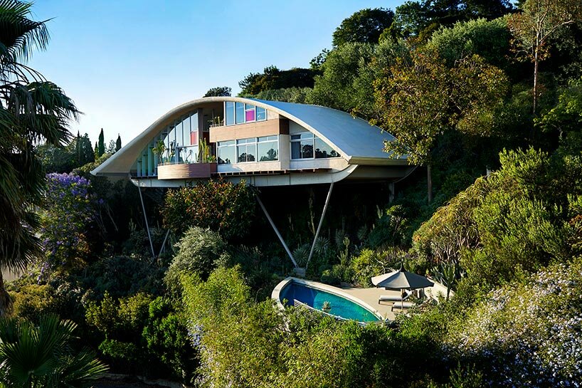 suspended on stilts above los angeles hillside, john lautner's modernist gem is listed for $16M