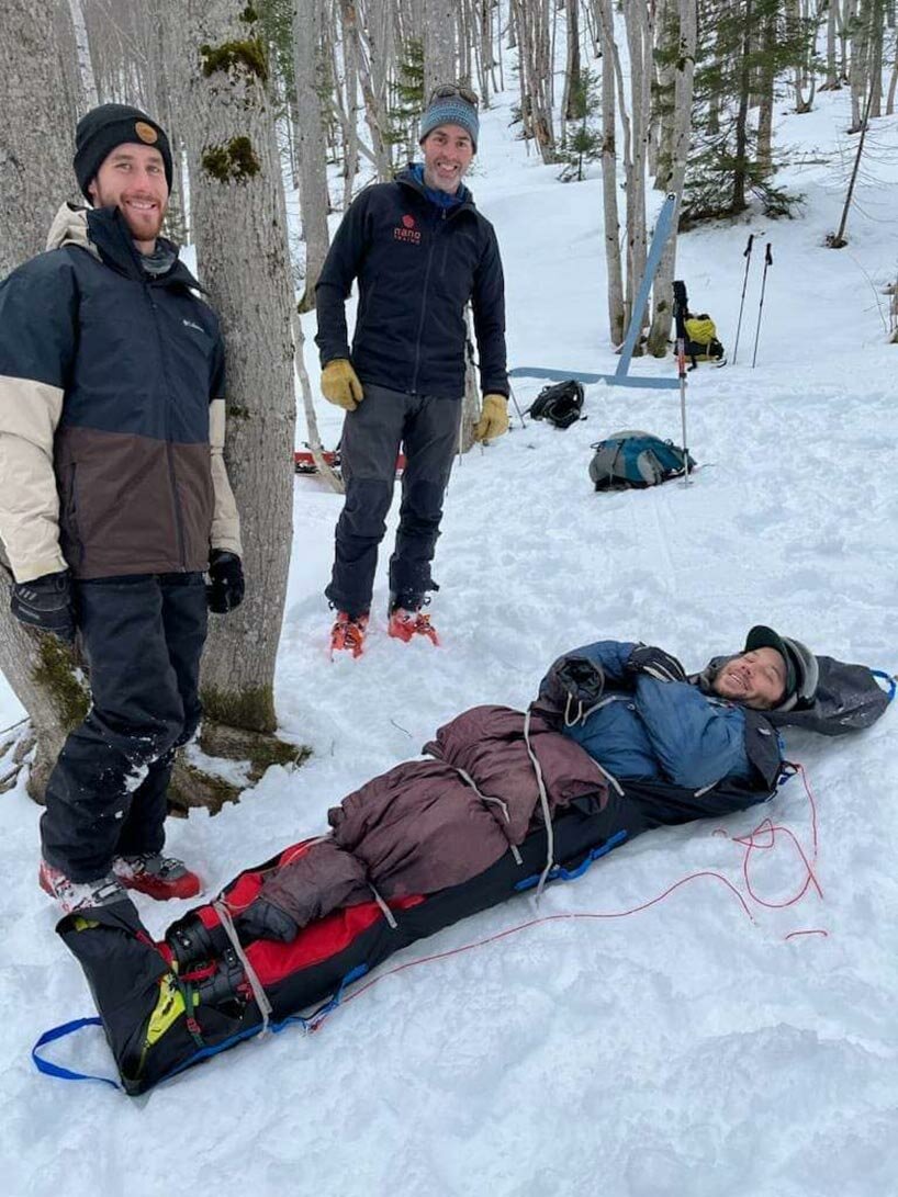 portable and durable 'nanoTRAINO' evacuation sled unfolds in seconds