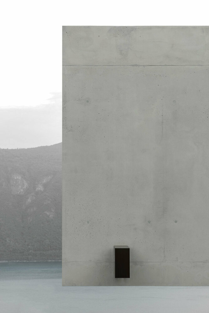 rough and finished concrete establish a harmonious relationship with the surrounding rocky landscape