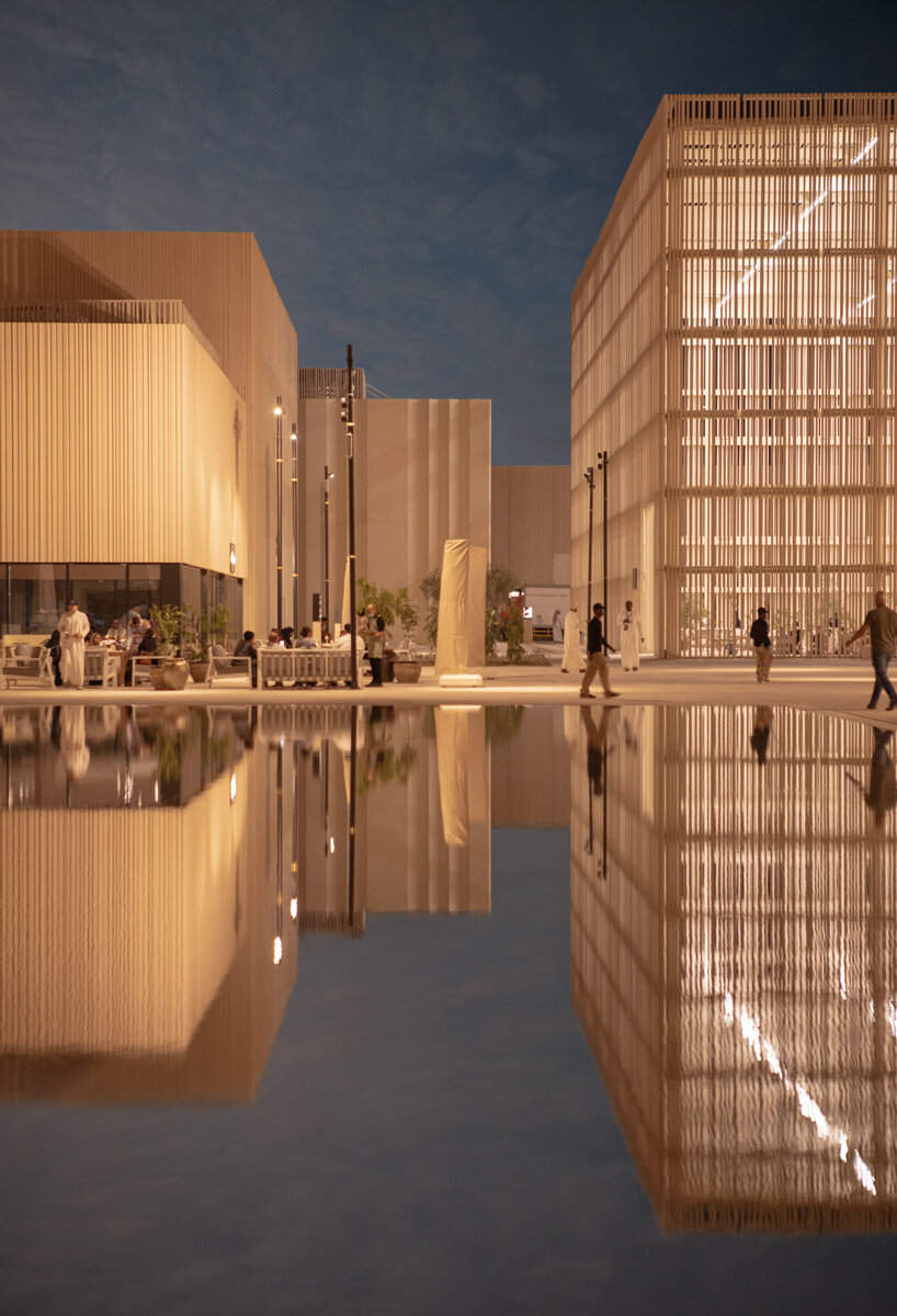 clusters of volumes & voids weave through airport terminal for islamic arts biennale complex in jeddah