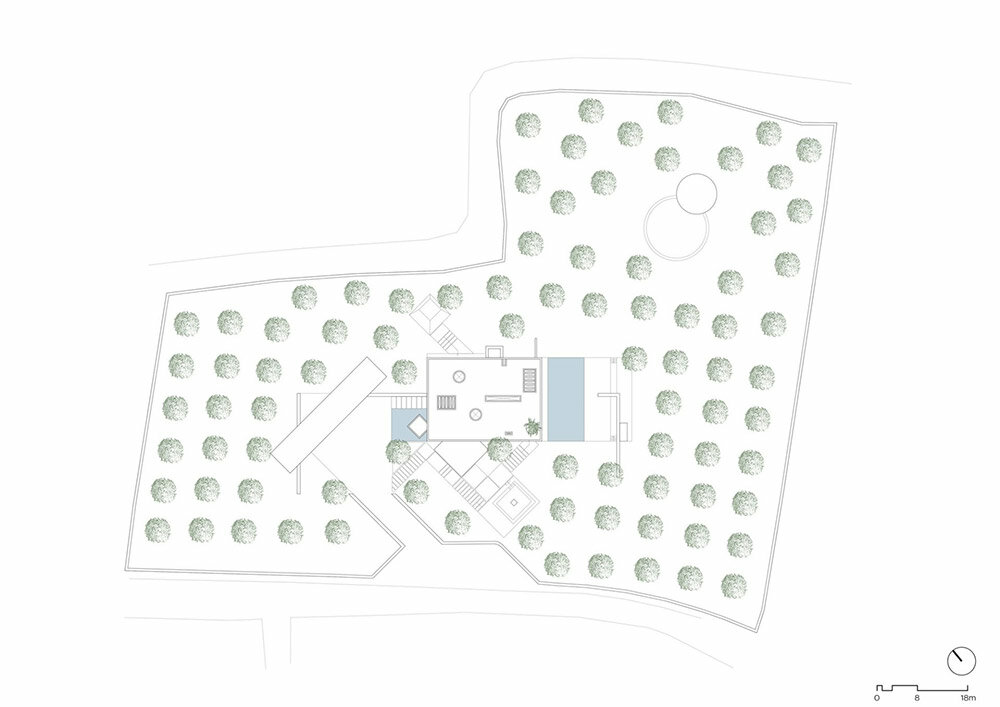 pavilion house in a small greek village establishes a dynamic solid