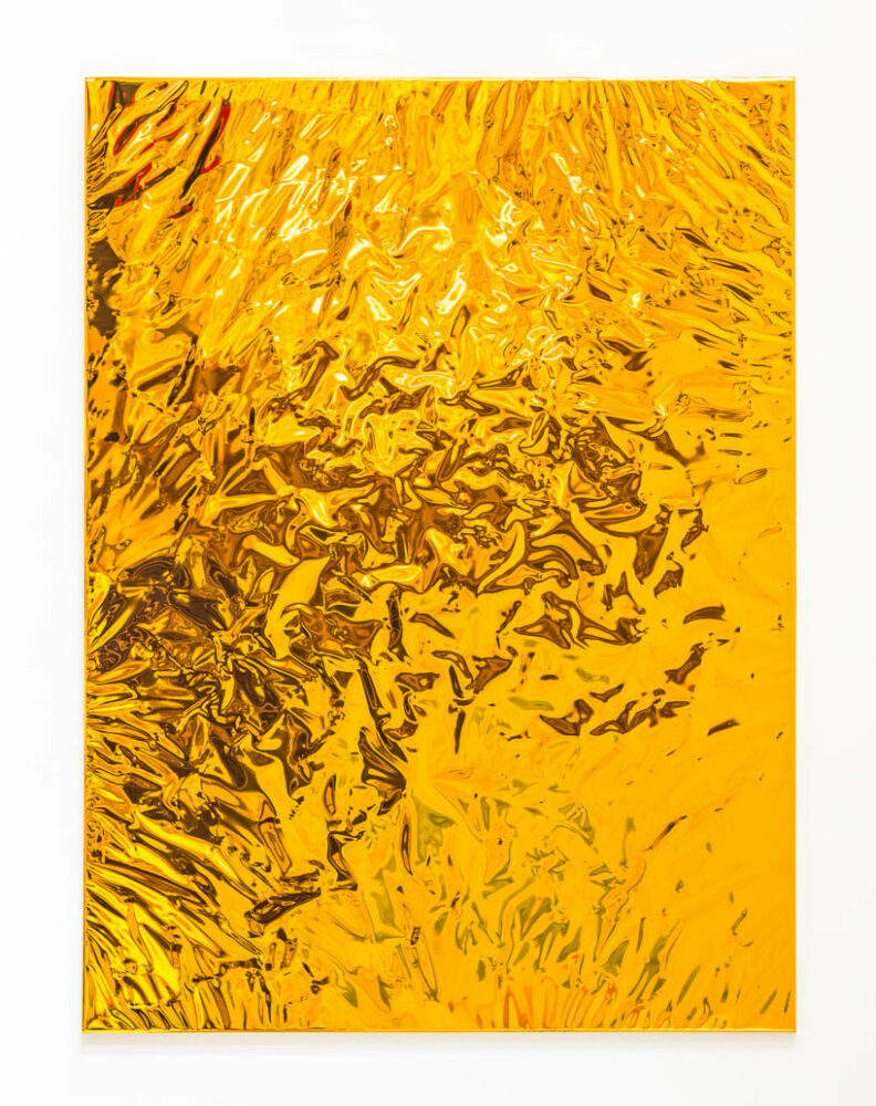 Untitled #2 Yellow Gold (Reflection), from the Peak of Eternal Light series | vapour deposited aluminium aerospace film on canvas