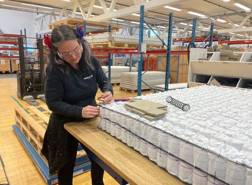 hästens bed blue check pattern