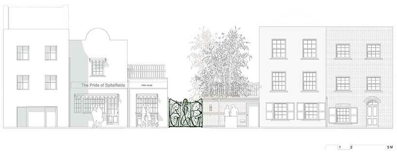 street elevation with gate