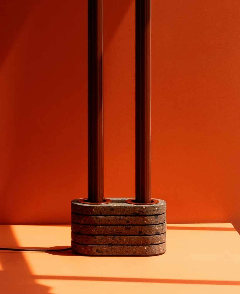 minerals and volcanic debris compose a series of light sculptures by studio davidpompa