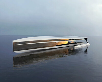 megayacht 'wakinyan' takes after a large bird beak enclosed with tempered glass