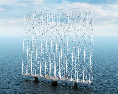 floating 'windcatcher' power plant with multiple turbines electrifies 80,000 homes at once