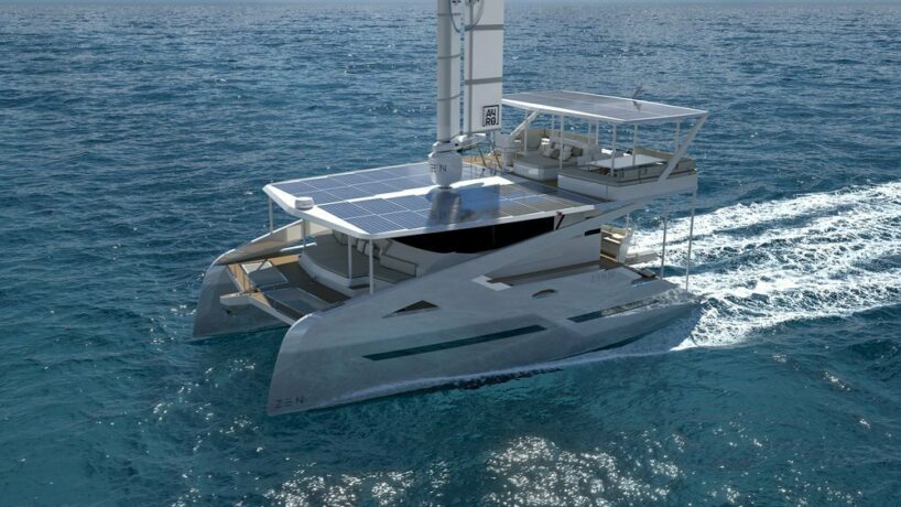 solar-powered ZEN50 catamaran integrates automated wingsail for zero-emission voyages
