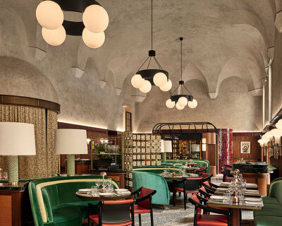 humbert & poyet's 'beefbar milano' recalls vintage italian aesthetics of the 40s & 60s